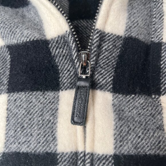 Lauren Ralph Lauren Wool Flannel Shacket Black White Check Medium Full Zip Women - Picture 4 of 9